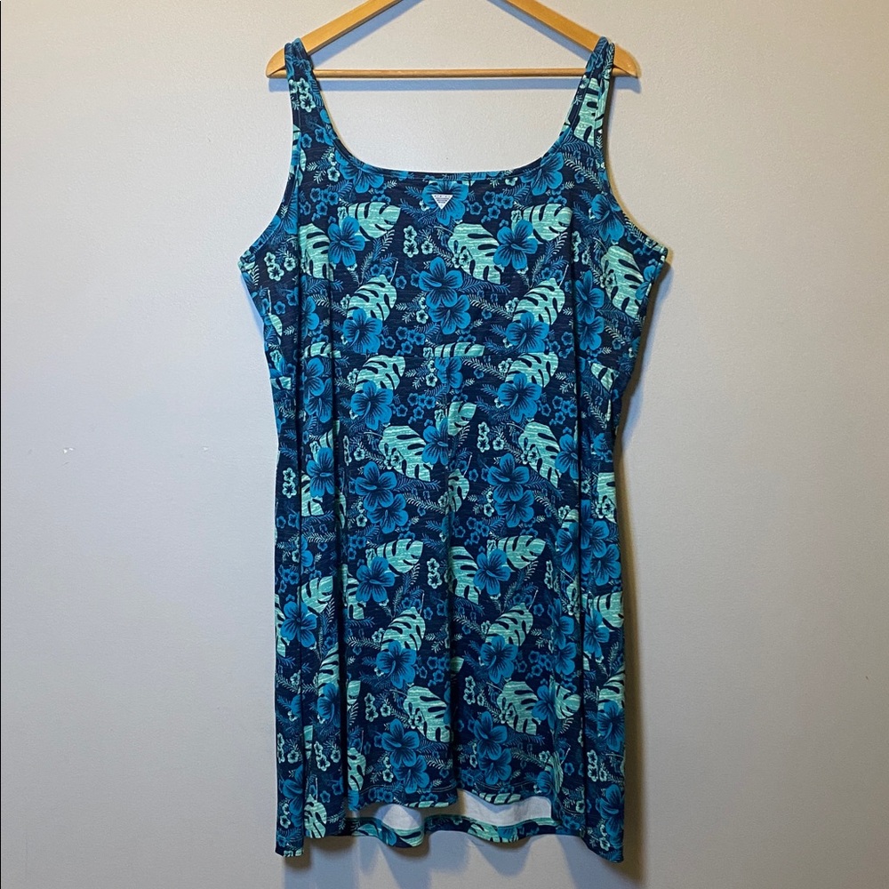 Columbia Dress Size 1X PFG Freezer III Blue Tropical Stretch Sleeveless Hiking - Picture 9 of 14